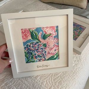 Set of three Lilly Pulitzer GWP prints. Trimmed to fit frames. Good condition